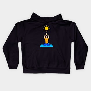 Pretty cartoon yoga woman spiritual pose Kids Hoodie